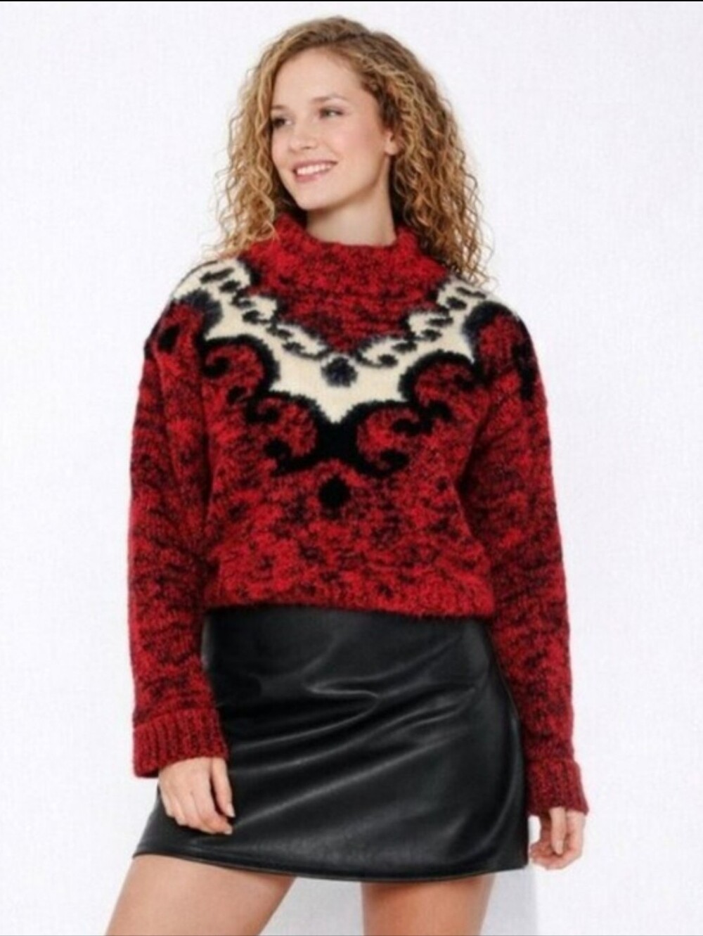 Vintage Spice of Life Chunky Knit Red Cozy Winter Christmas Fuzzy Sweater L